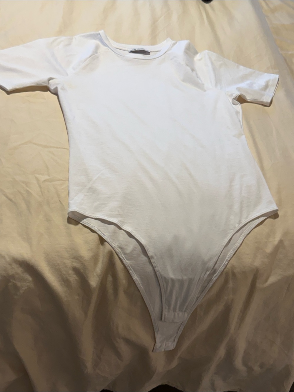 Zara White Short-Sleeve One-Piece Bodysuit